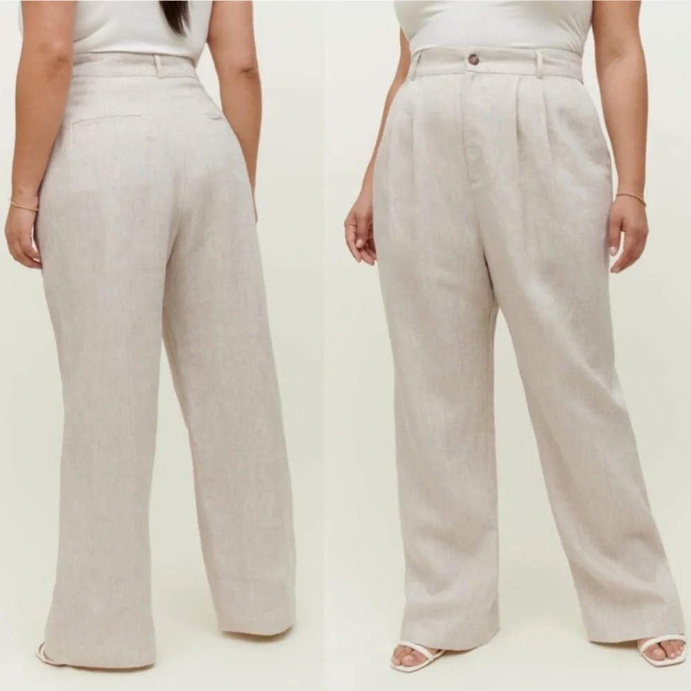 REFORMATION Vesta Linen Pant 18 NEW Quiet Luxury Old Money Minimalist Neutral